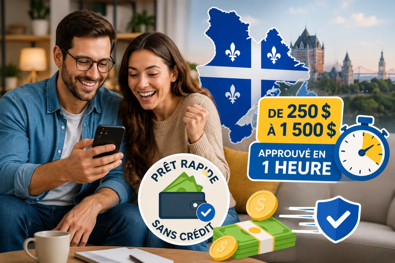 Prêt rapide sans crédit au Québec – de $250 à $1 500 approuvé en 1 heure